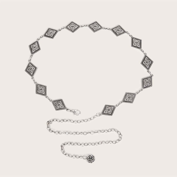 

Flower Charm Chain Belt, Gun black