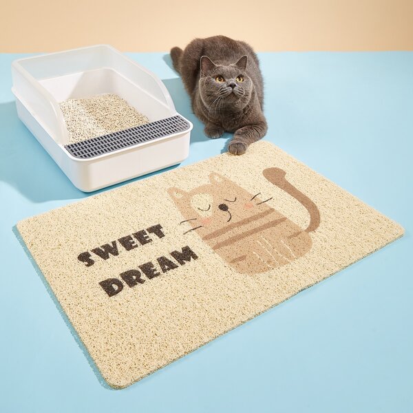 

Cartoon Graphic Cat Litter Mat, Apricot