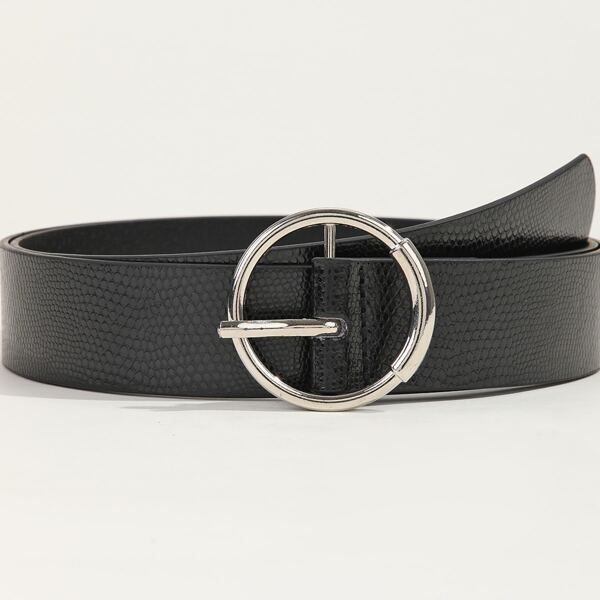 

Round Buckle Belt With Hole Punch, Black