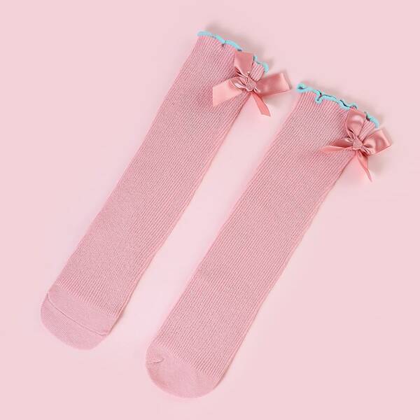 

Toddler Girls Bow Decor Over The Knee Socks, Pink