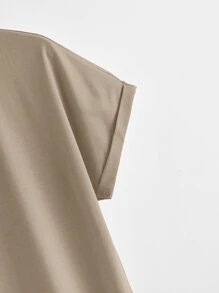 SHEIN BASICS 捲邊袖素色t恤連衣裙