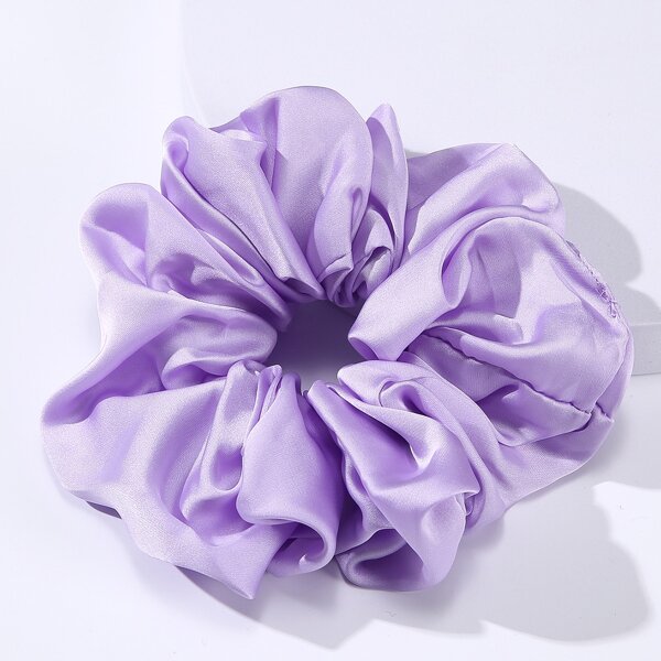 

Plain Pleated Scrunchie, Mauve purple
