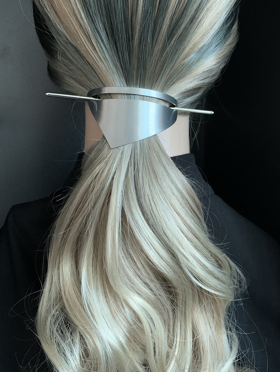 幾何髮拖鞋帶棒 - 銀色 - 查看 1