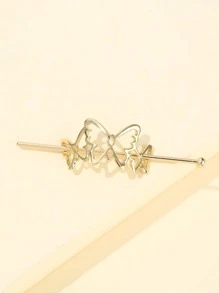 蝴蝶装饰发夹街头发髻发夹发髻器发髻发饰发夹发型针，学生用品，发饰，头部饰品 - 金色 - 查看 3