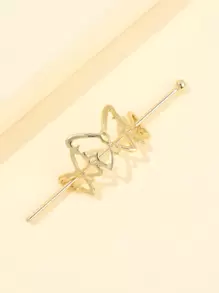 蝴蝶装饰发夹街头发髻发夹发髻器发髻发饰发夹发型针，学生用品，发饰，头部饰品 - 金色 - 查看 4