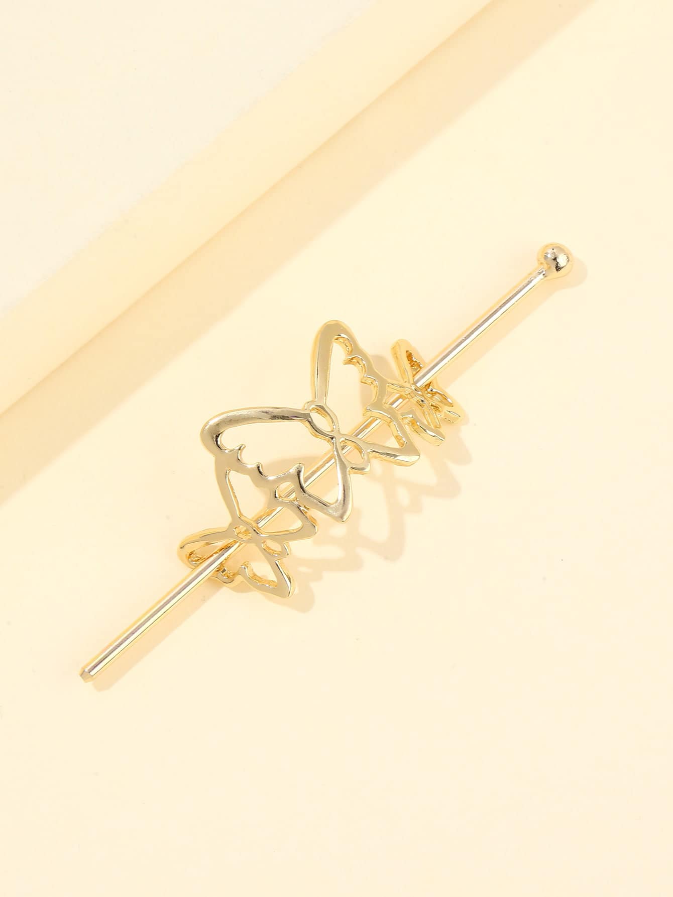 蝴蝶装饰发夹街头发髻发夹发髻器发髻发饰发夹发型针，学生用品，发饰，头部饰品 - 金色 - 查看 4