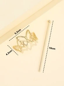 蝴蝶装饰发夹街头发髻发夹发髻器发髻发饰发夹发型针，学生用品，发饰，头部饰品 - 金色 - 查看 5