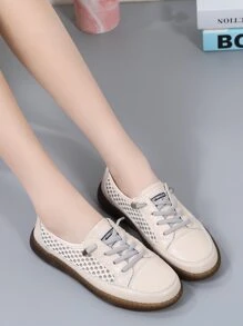 Giày trượt băng phía trước thiết kế rỗng - Màu be - Xem 4