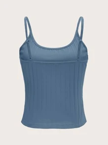 SHEIN EZwear Rib-knit Cami Top - Dusty Blue - View 2
