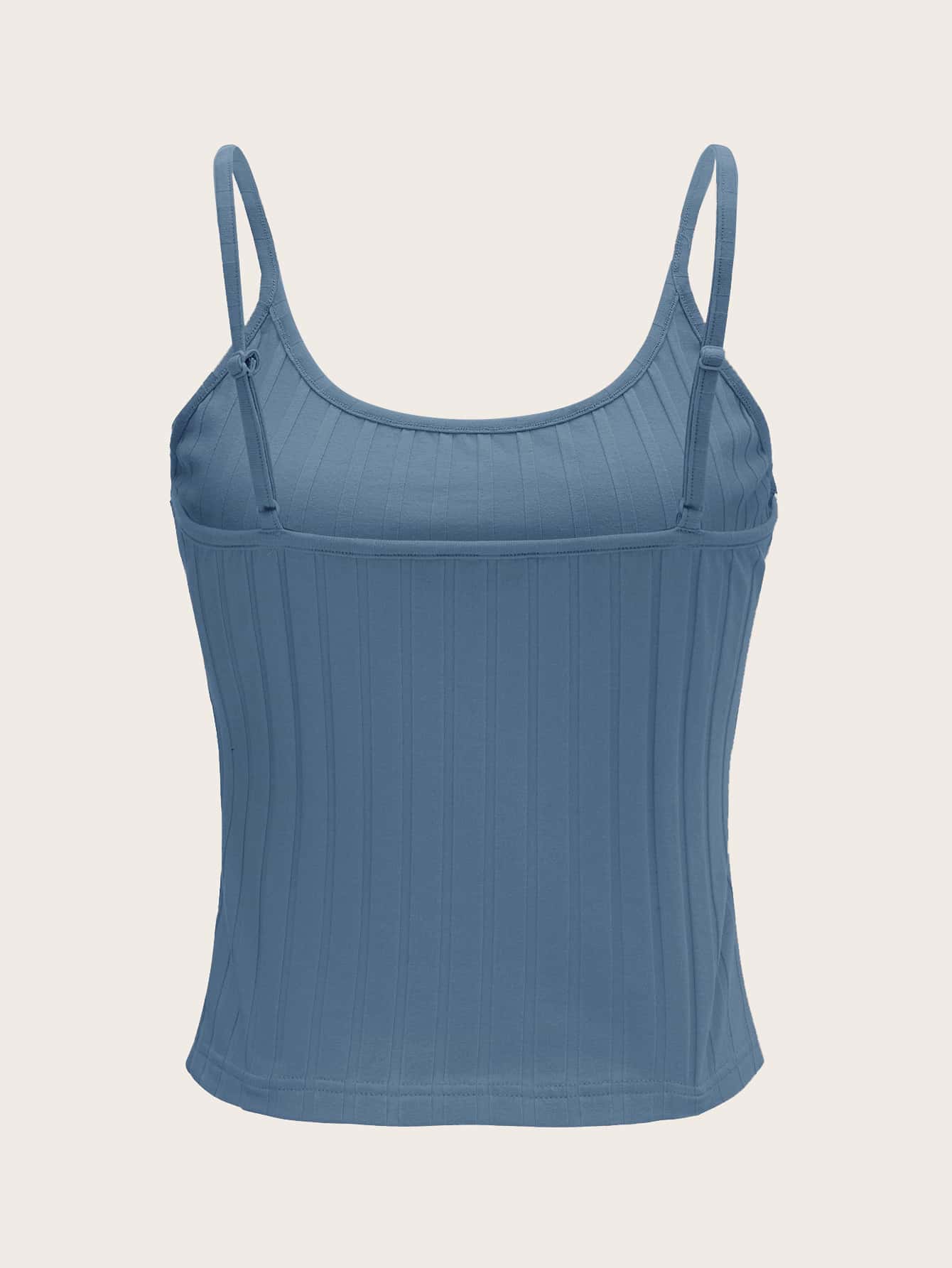 SHEIN EZwear Rib-knit Cami Top - Dusty Blue - View 2