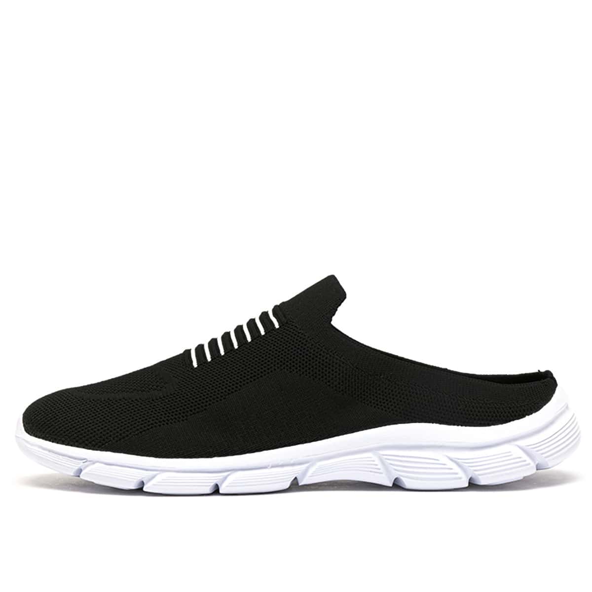 

Striped Pattern Knit Sneaker Mules, Black