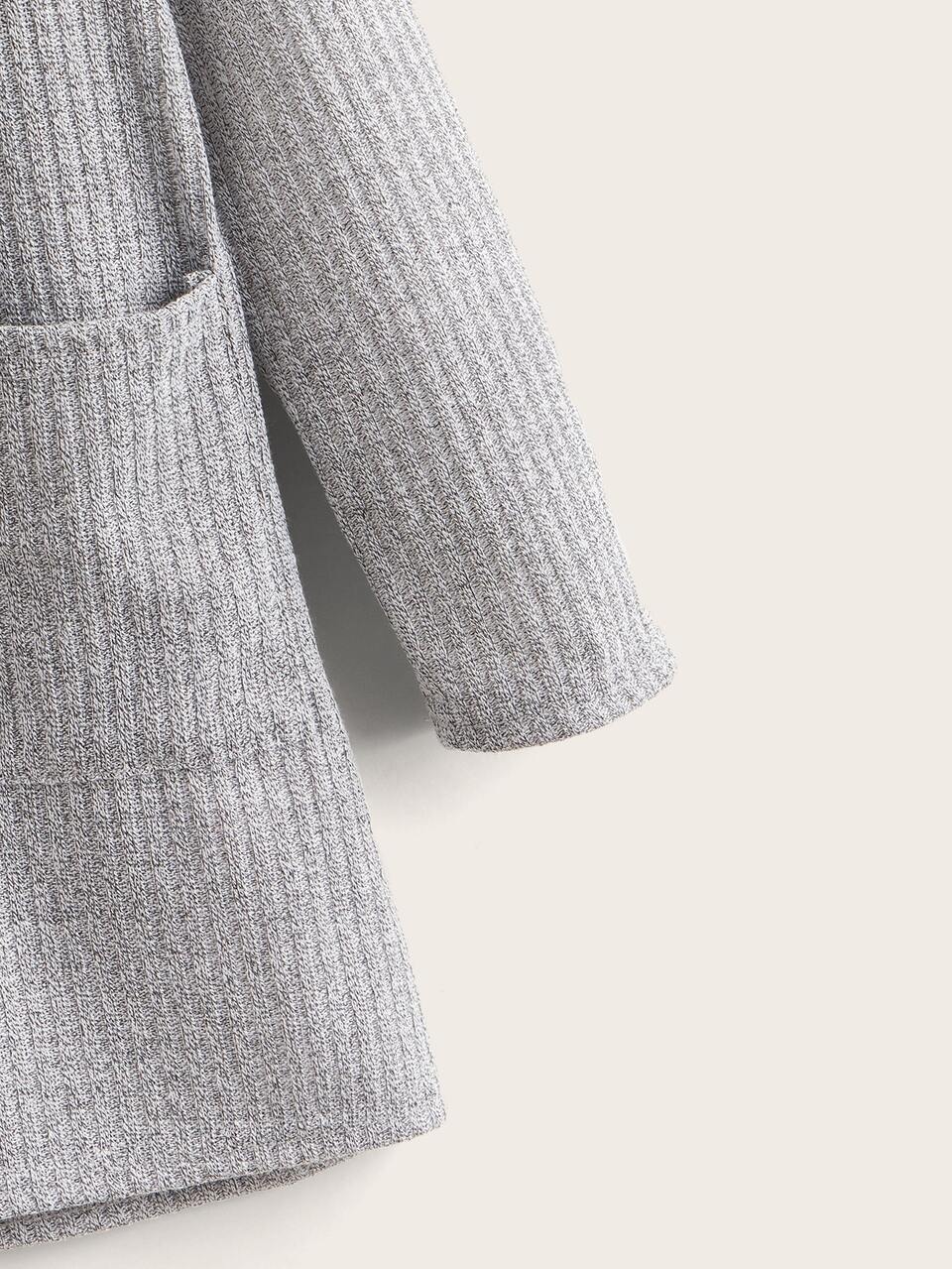 Tween Girl Open Front Patch Pocket Rib-Knit Coat,In Fall/Winter