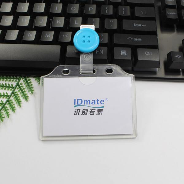 

Button Design Buckle ID Card Cover, Blue