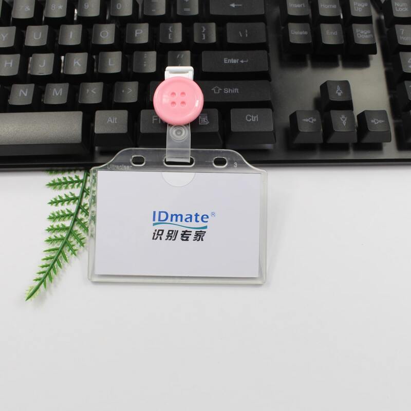 

Button Design Buckle ID Card Cover, Pink
