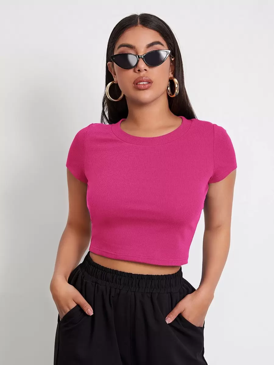 Muchica Camiseta corta de cuello redondo