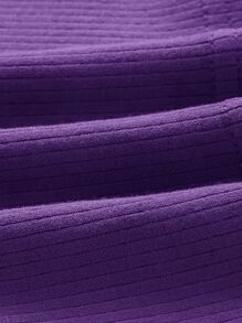 SHEIN EZwear Áo hai dây Gân đan màu trơn Giải trí - Màu tím - Xem 3