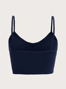 SHEIN EZwear Solid Rib-knit Cami Top - Navy Blue - View 2