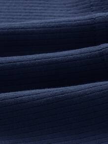 SHEIN EZwear Solid Rib-knit Cami Top - Navy Blue - View 3