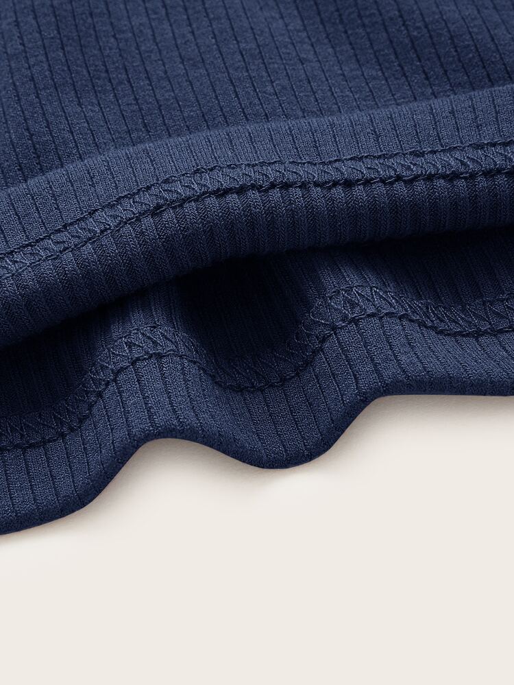 SHEIN EZwear Solid Rib-knit Cami Top - Navy Blue - View 4