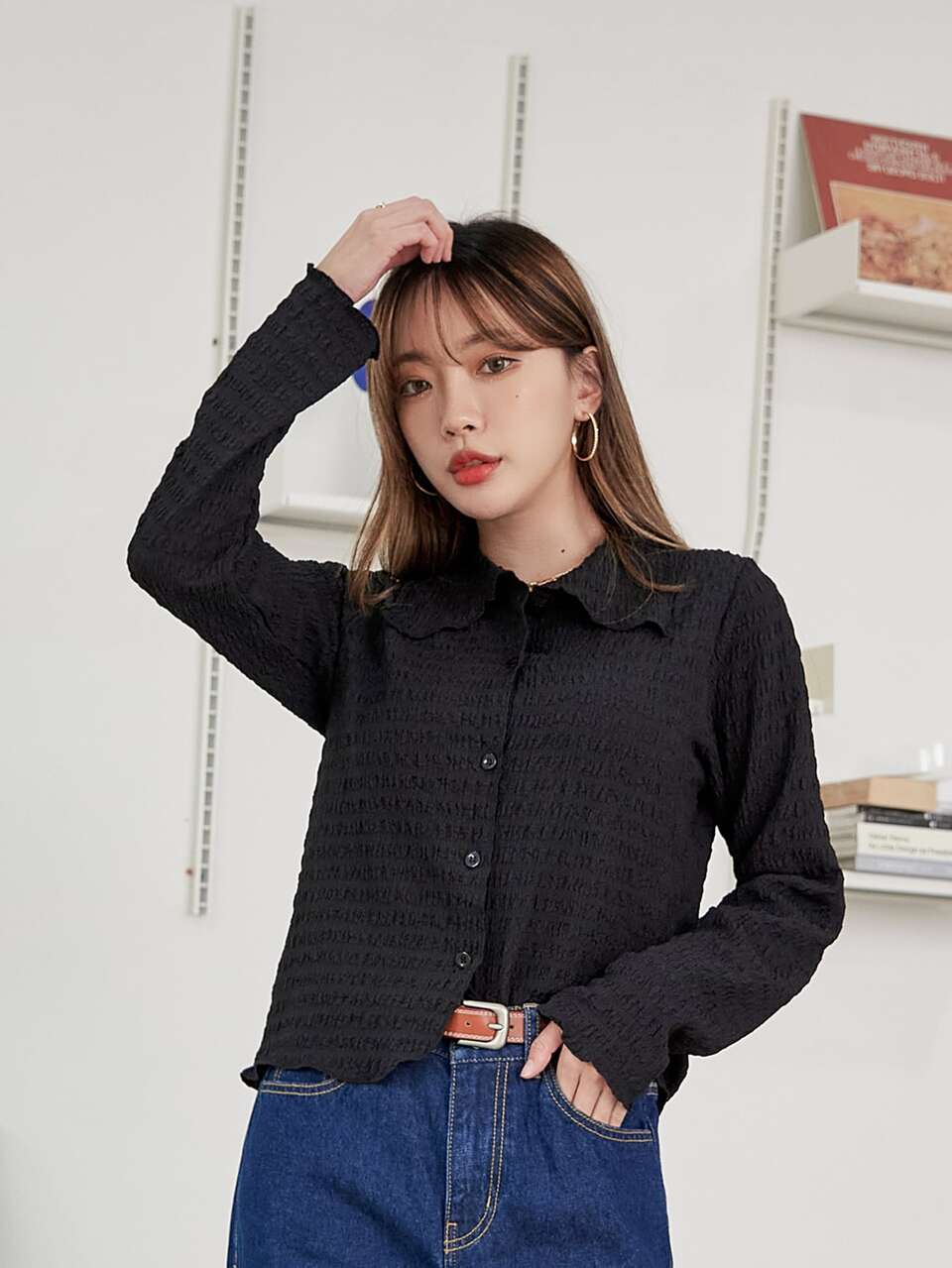 Button Front Solid Shirt