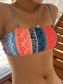 Mixed Print Bikini Top - Multicolor - View 3