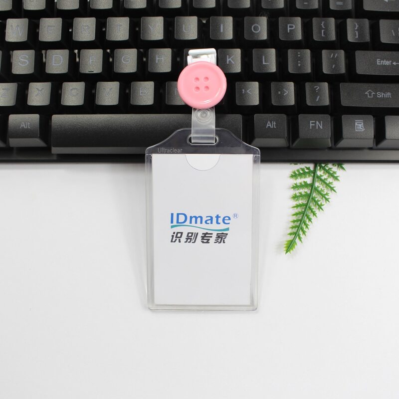 

Button Design Buckle ID Card Cover, Pink