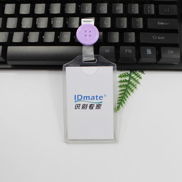 

Button Design Buckle ID Card Cover, Purple