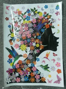 Flower Girl Print Wall Sticker, Modern Wall Art Decal For Home Decor - Multicolor - View 5