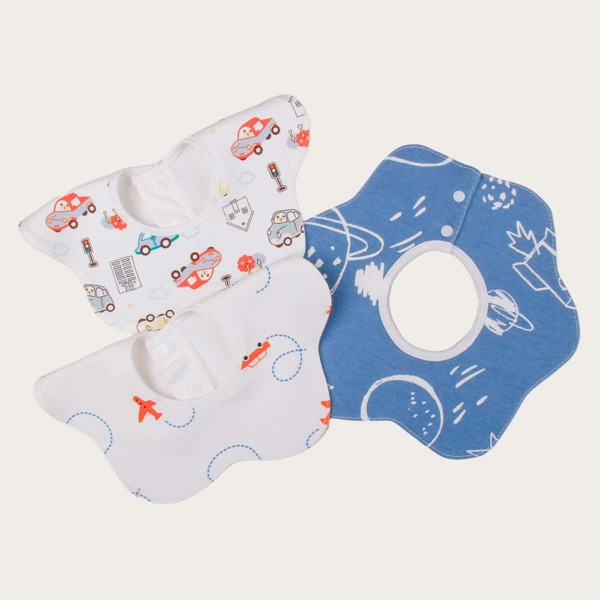 

3pcs Baby Car Print Bib, Multicolor
