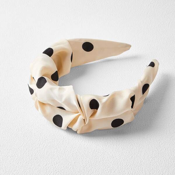 

POLKA DOT PRINT HAIR HOOP, Black and white