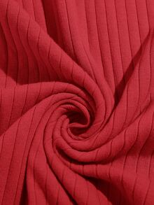 SHEIN BASICS Vestido De Punto Ajustado Sólido - Rojo - Ver 5