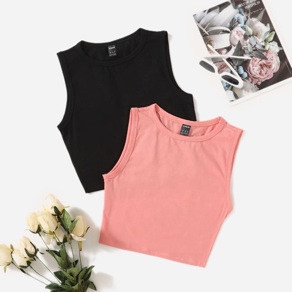 

2 Pack Solid Tank Top, Multicolor