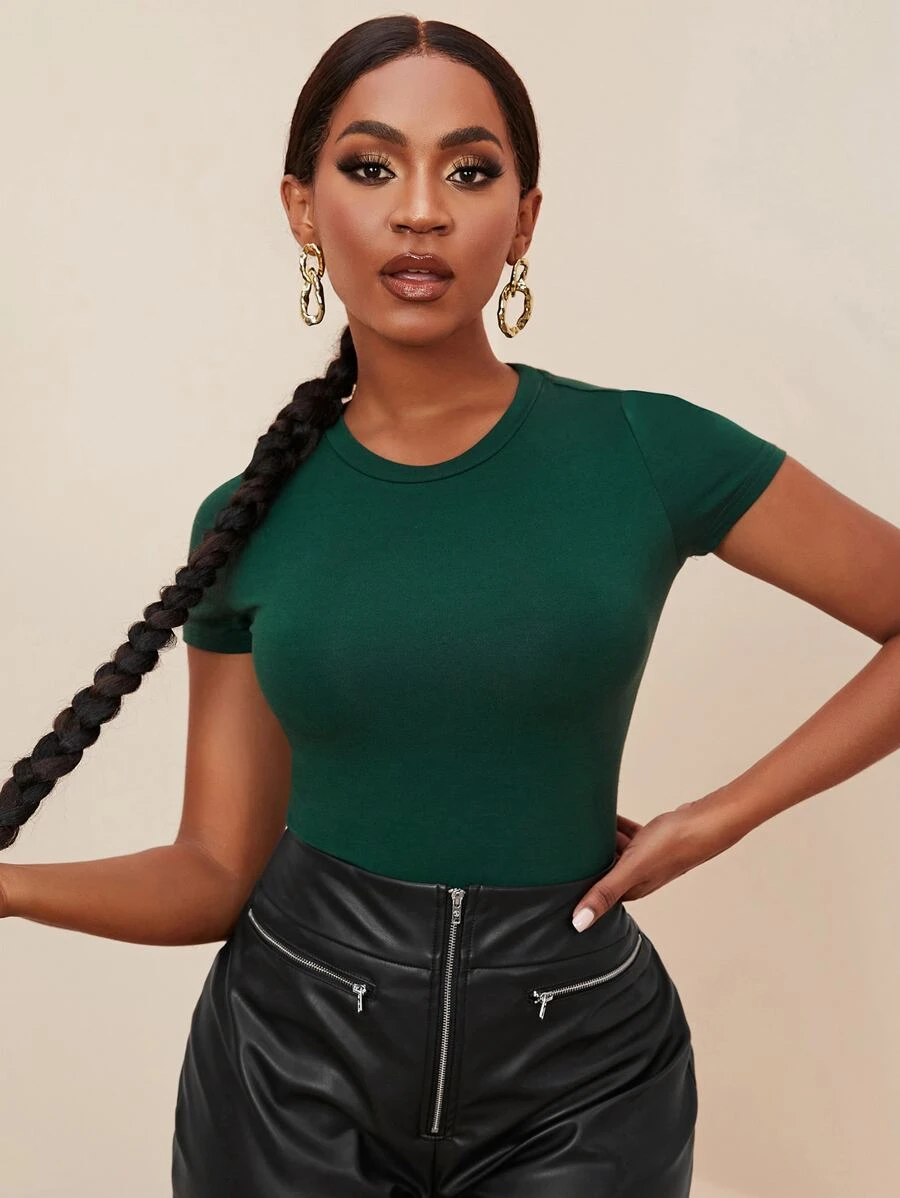 Slaydiva Áo thun trơn dáng ôm