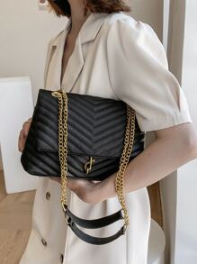 輕便商務休閒簡約金屬裝飾 V 字形翻蓋方形包適合青少年女孩女大學生、菜鳥和白領，非常適合辦公室、大學、工作、商務、通勤、戶外、旅行、郊遊 - 黑色 - 查看 8