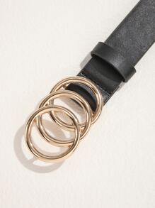 1條女士基本三層圈雙o環皮帶,適用於牛仔褲,連衣裙等日常穿著(品牌:lovekiki) - 黑色 - 查看 3