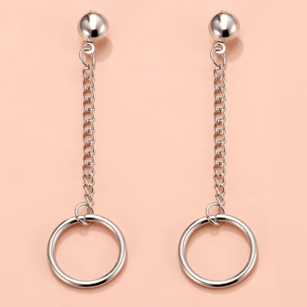 

Round Drop Earrings, Silver