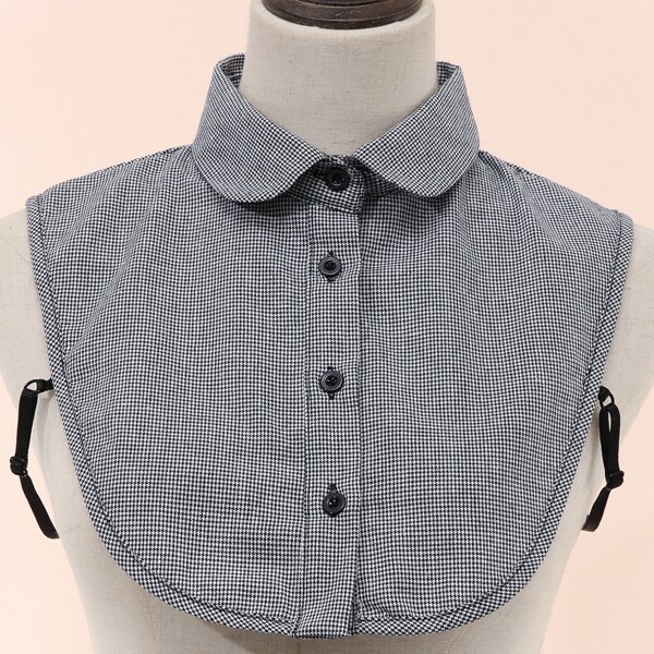 

Button Decor Fake Collar, Grey