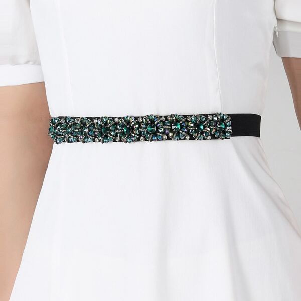 

Rhinestone Decor Belt, Black