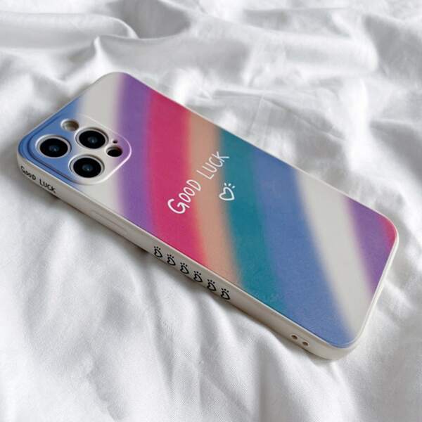 

Letter Graphic Color Block Phone Case, Multicolor