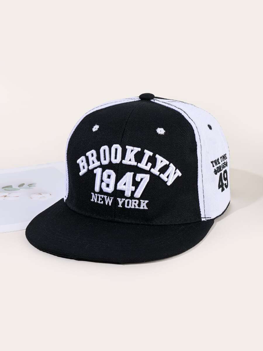 男士字母刺繡棒球帽 - 黑與白 - 查看 1