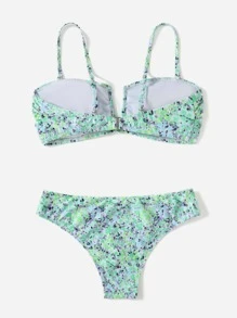 Floral V Wired Bikini For Summer Beach - Multicolor - View 2