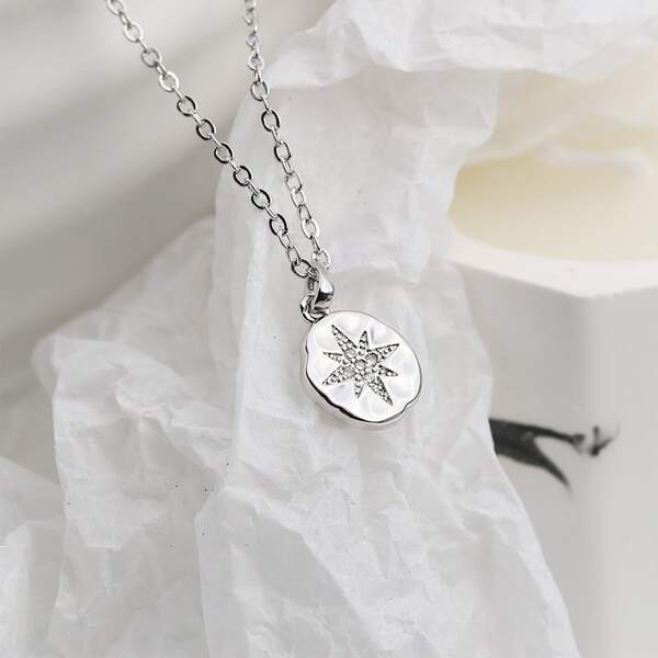 

18K Gold Plated Zircon Decor Necklace, Silver