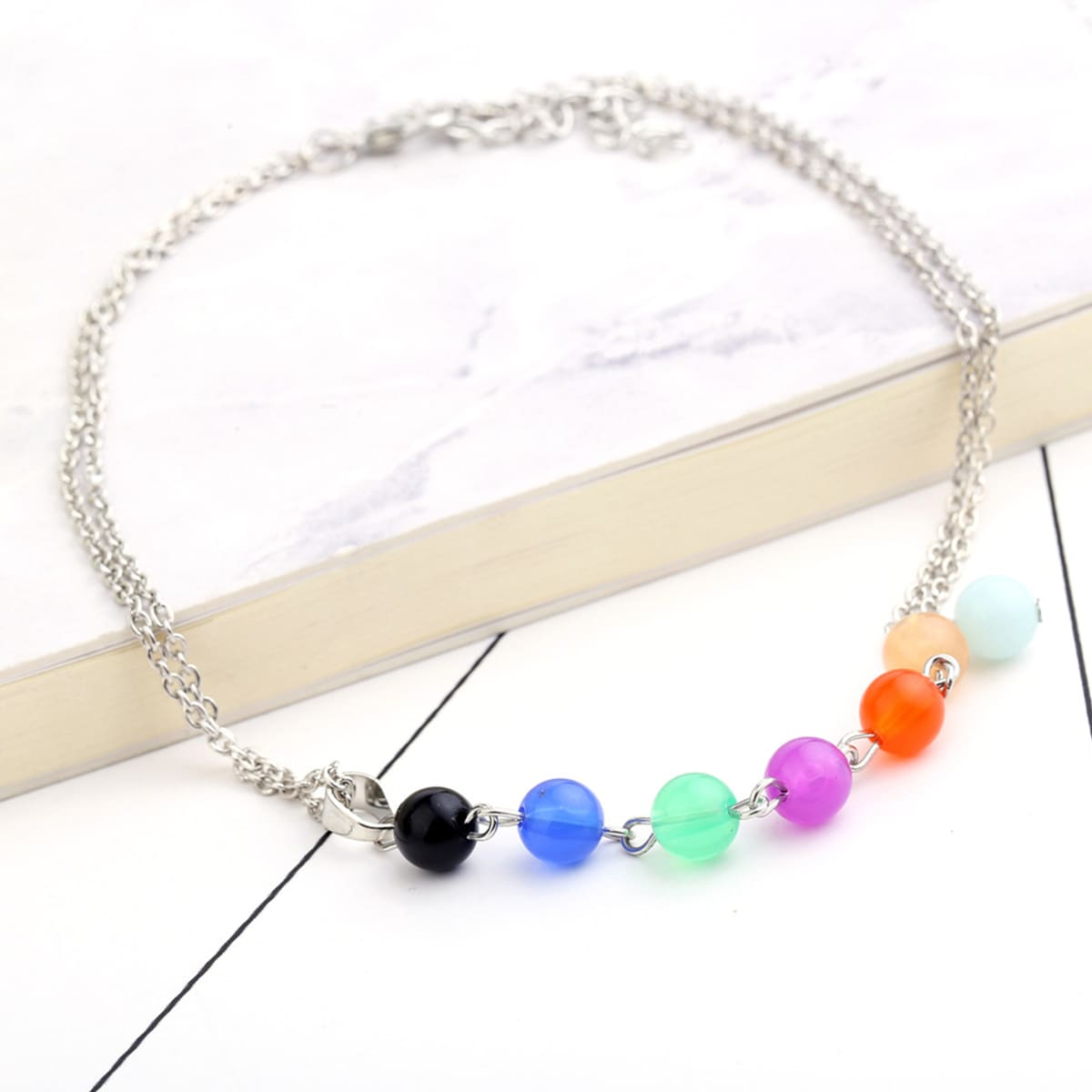 

Bead Decor Chain Necklace, Multicolor