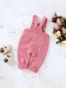 Baby Girls' Knitted Jumpsuit - Pink - View 2