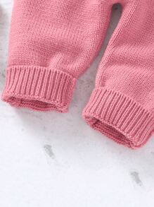 Baby Girls' Knitted Jumpsuit - Pink - View 3