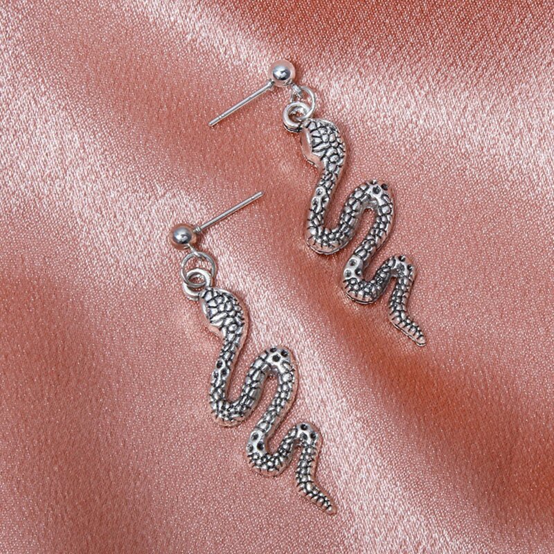 

Snake Design Earrings, Silver