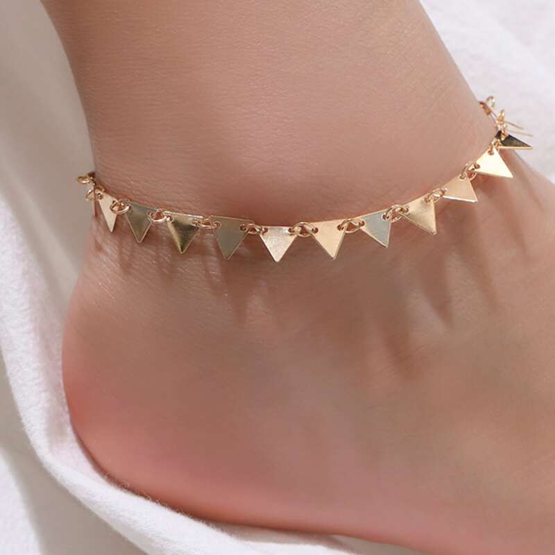 

Geo Design Chain Anklet, Gold