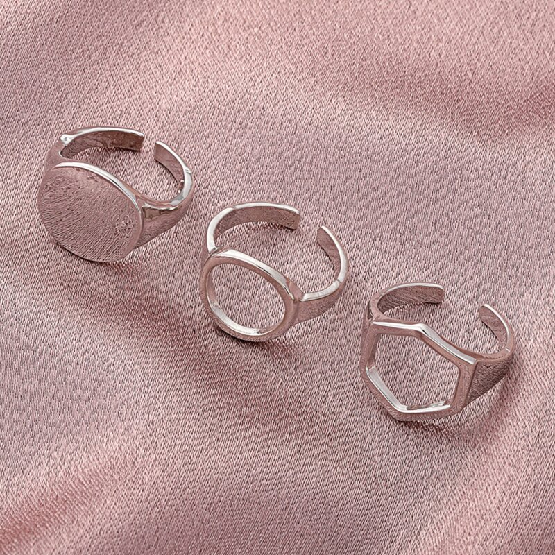 

3pcs Geo Design Ring, Silver