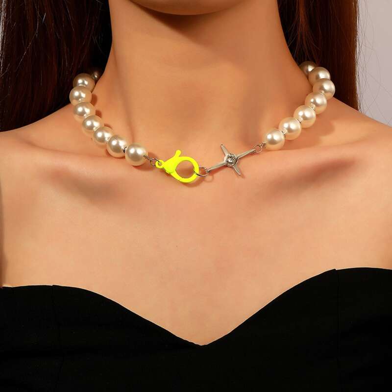 

Faux Pearl Beaded Necklace, Silver