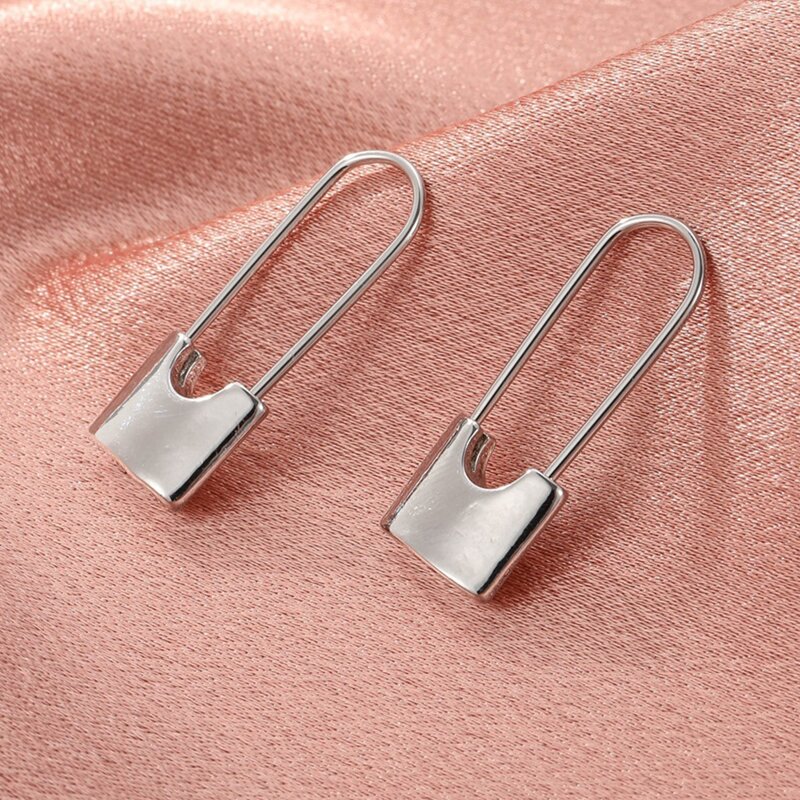 

Lock Design Hoop Earrings, Silver